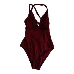 Burgundy whole piece Swimsuit size meduim